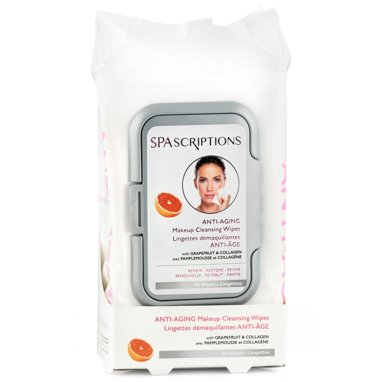 Spascriptions Anti Aging Makeup Cleansing Wipes, Top up Open, 60 Ea
